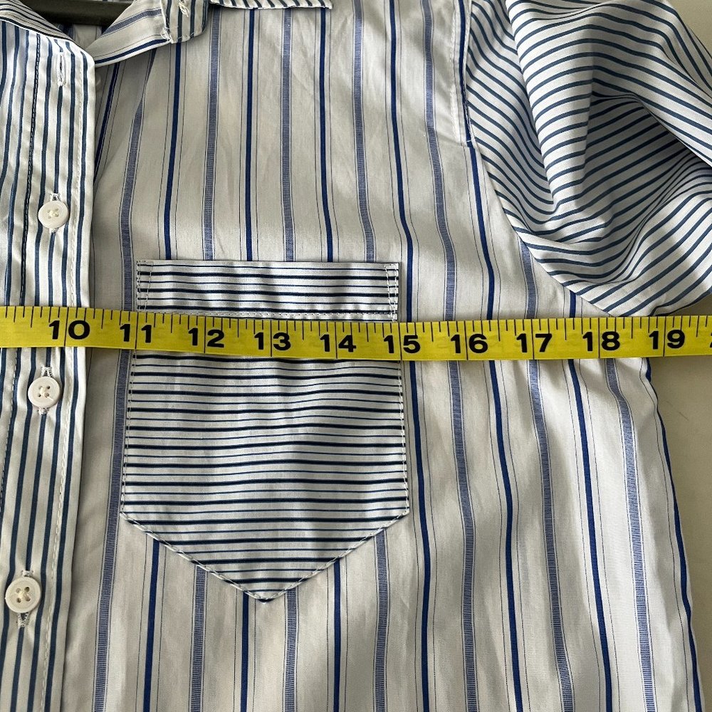 J. Crew Classic-fit cotton poplin shirtdress in mixed stripe Blue & White Size 2 - Picture 12 of 14